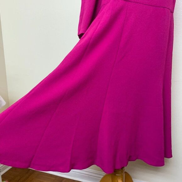 Eliza J Crepe Fit & Flare Swing Midi Dress Plus Size 14W Fuchsia Pink $168 - Picture 4 of 12